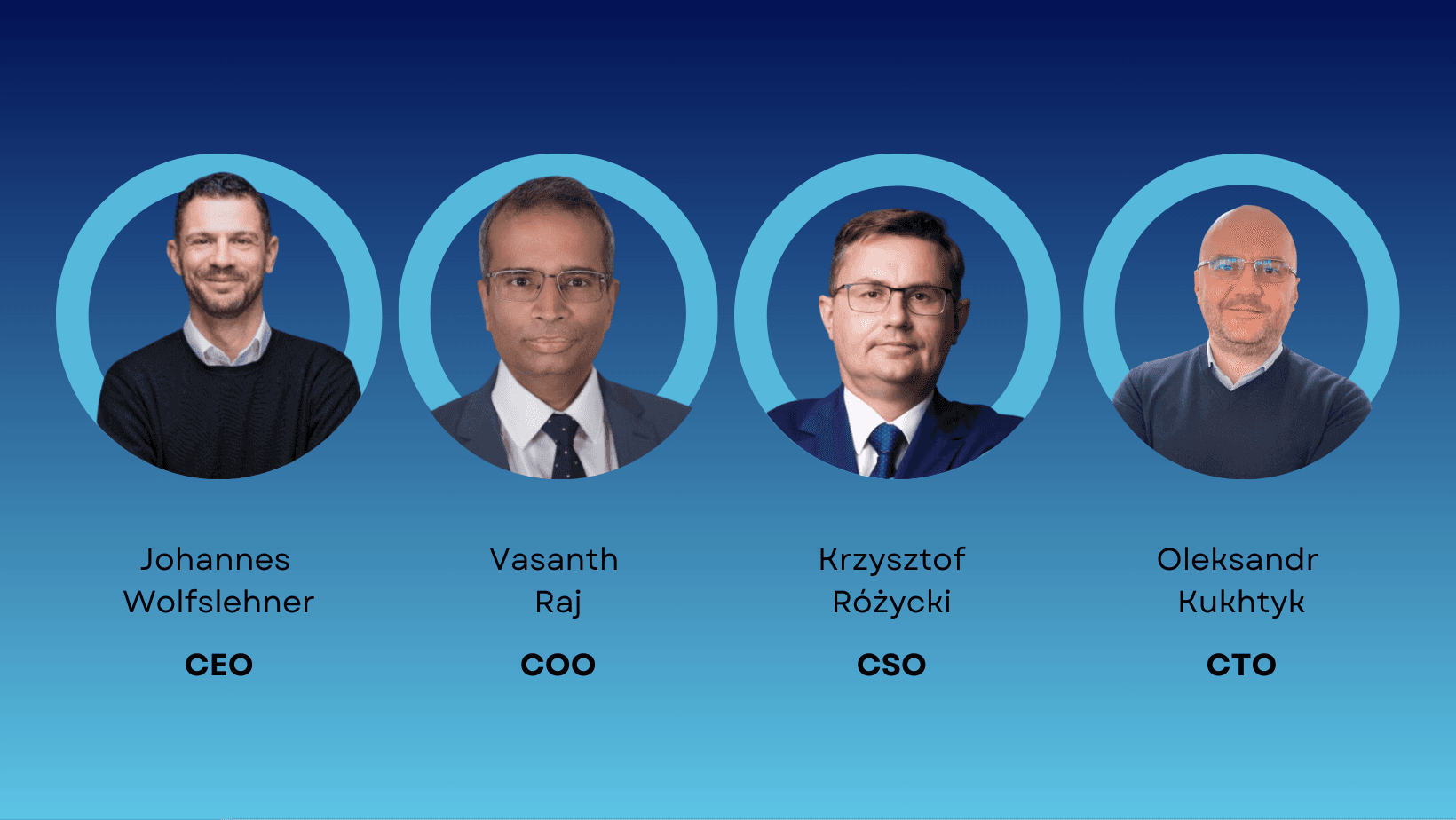 Pictures of the new management team of AxFina with positions